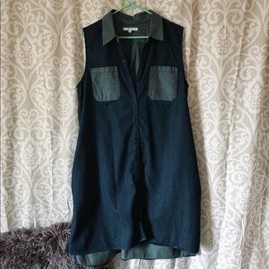 Reed denim dress with pockets